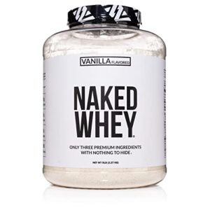 naked whey vanilla protein – all natural grass fed whey protein powder + vanilla + coconut sugar- 5lb bulk, gmo-free, soy free, gluten free. aid muscle recovery – 61 servings