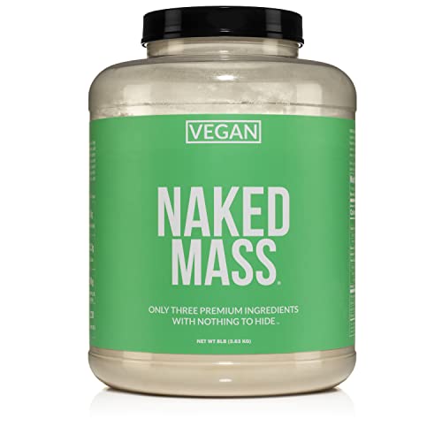 Naked Vegan Mass – Natural Vegan Weight Gainer Protein Powder – 8lb Bulk, GMO Free, Gluten Free, Soy Free & Dairy Free. No Artificial Ingredients – 1,230 Calories – 11 Servings