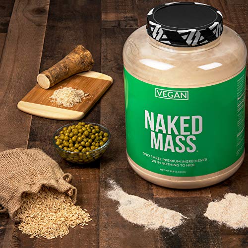 Naked Vegan Mass – Natural Vegan Weight Gainer Protein Powder – 8lb Bulk, GMO Free, Gluten Free, Soy Free & Dairy Free. No Artificial Ingredients – 1,230 Calories – 11 Servings