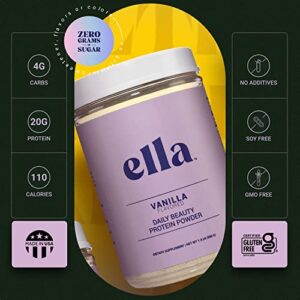 NAKED nutrition Ella Vanilla Collagen Protein Powder for Women - Daily Beauty Protein Powder with Grass-Fed Collagen Peptides - Non-GMO, Gluten-Free, No Artificial Sweeteners - 20 Servings