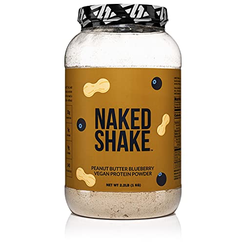 Naked Shake – Peanut Butter Blueberry Protein Powder, Plant Based Protein from US & Canadian Farms with MCT Oil, Gluten-Free, Soy-Free, No GMOs or Artificial Sweeteners – 2.2 Pounds