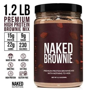 Naked Brownie - High Protein Brownie Mix, No Artificial Sweeteners, 15g Protein, Only 9g Sugar, Gluten Free, Non-GMO, No Soy - 1.2 LB