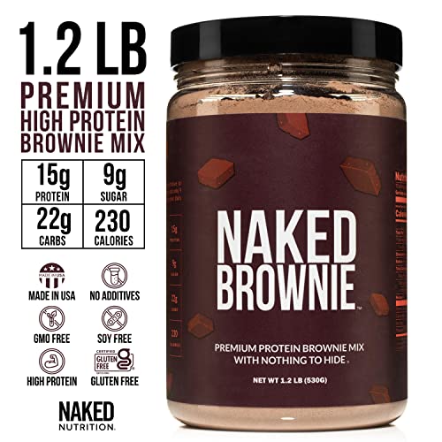 Naked Brownie - High Protein Brownie Mix, No Artificial Sweeteners, 15g Protein, Only 9g Sugar, Gluten Free, Non-GMO, No Soy - 1.2 LB