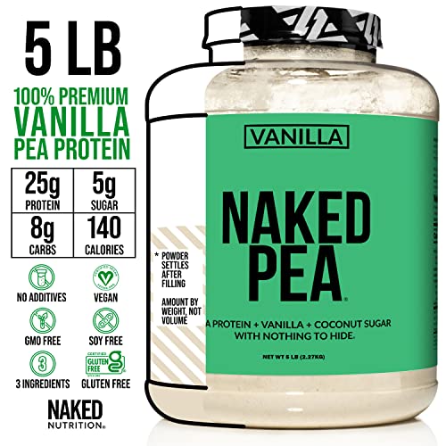 Naked Pea - Vanilla Pea Protein - Pea Protein Isolate from North American Farms - 5lb Bulk, Plant Based, Vegetarian & Vegan Protein. Easy to Digest, Non-GMO, Gluten Free, Lactose Free, Soy Free