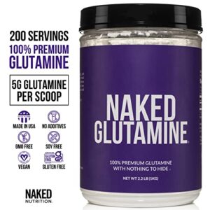 Pure L-Glutamine Made in The USA - 200 Servings - 1,000g, 2.2lb Bulk, Vegan, Non-GMO, Gluten and Soy Free. Minimize Muscle Breakdown & Improve Protein Synthesis. Nothing Artificial