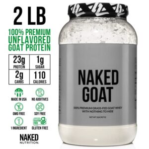 Naked Goat - 100% Pasture Fed Goat Whey Protein Powder from Small-Herd Wisconsin Dairies, 2lb Bulk, GMO Free, Soy Free. Easy to Digest - All Natural - 23 Grams of Protein - 30 Servings