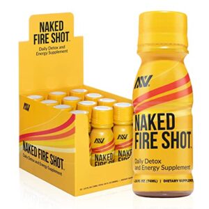 Naked Fire Shot - Natural Energy Shots, Ginger Root, Raw Apple Cider Vinegar, Organic Ginseng & Ashwagandha, Detox, Energy Wellness Shots - 2.5oz, 12 Pack