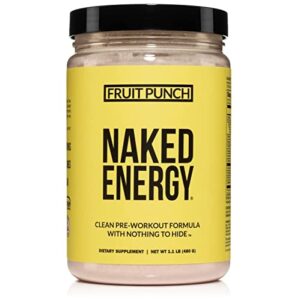fruit punch naked energy – clean pre workout supplement for men and women, vegan friendly, no added sweeteners, colors or flavors – 30 servings