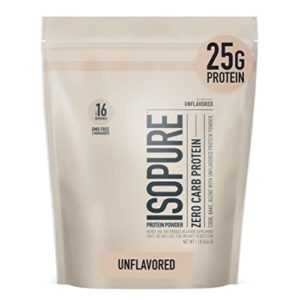 isopure unflavored whey isolate protein powder, with vitamin c & zinc for immune support, 25g protein, zero carb & keto friendly, 1 pound (packaging may vary)
