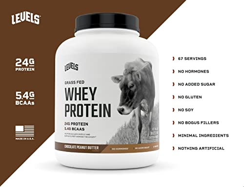 Levels Grass Fed 100% Whey Protein, No GMOs, Chocolate Peanut Butter, 5LB