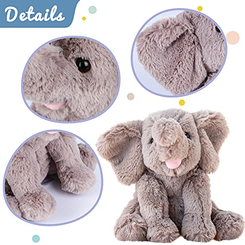 Hopearl Adorable Plush Calf Elephant Toy Floppy Elephish Ultra Soft Stuffed Animal for Boys Girls Kids Toddlers, Gray, 9''