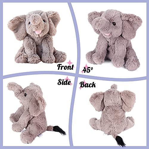 Hopearl Adorable Plush Calf Elephant Toy Floppy Elephish Ultra Soft Stuffed Animal for Boys Girls Kids Toddlers, Gray, 9''