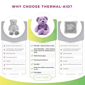 Thermal-Aid Zoo — Tumble The Lavender Bear — Kids Hot and Cold Pain Relief Heating Pad Microwavable Stuffed Animal and Cooling Pad — Easy Wash, Natural Sleep Aid — Pregnancy Must-Haves for Baby