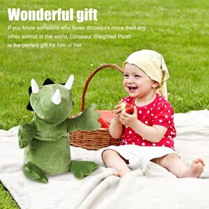 Plupiapio 2lbs Cute Soft Dinosaur Weighted Stuffed Animals, 14 inch Green Dino Stuffed Plush Animal Throw Pillows, Kawaii Plushies Hugging Toy Gifts for Kids