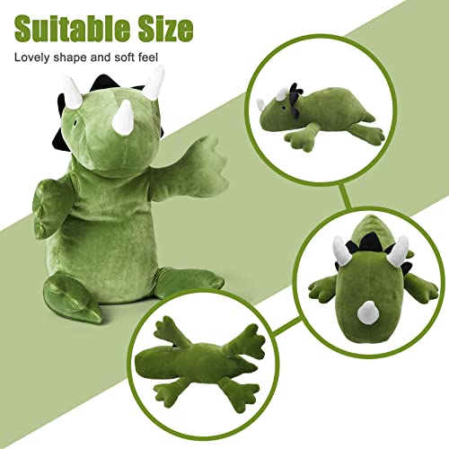 Plupiapio 2lbs Cute Soft Dinosaur Weighted Stuffed Animals, 14 inch Green Dino Stuffed Plush Animal Throw Pillows, Kawaii Plushies Hugging Toy Gifts for Kids