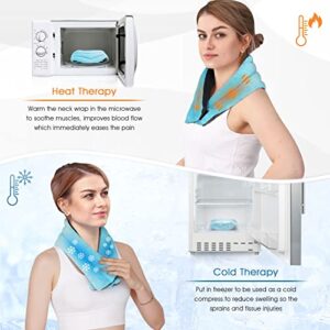 Microwave Heating pad for Neck Pain Relief, Lavender Microwavable Neck Wrap Moist Heat, Hand-Free Heated Neck Wrap for Cold & Warm Compress for Aches Sore Muscles, Tension, and Stress