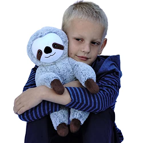 SENSORY4U Weighted Stuffed Animal- Super Soft, Cute Bear Weighted Sloth Stuffed Animal- 2.5lbs Weight for Comfort and Stress Relief- Durable, Comfy Weighted Plush Toy for Kids & Adults