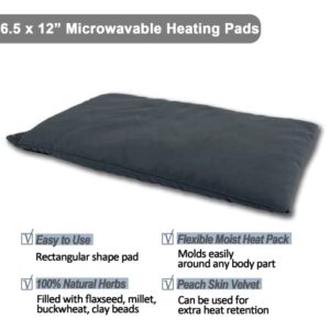 Microwave Heating Pad, 6.5 x 12“ Microwavable Heating Pads for Neck and Shoulders, Moist Heat Pack Pillow Warm Compress for Knee, Muscles, Joints, Wrist, Abdomen (Dark Gray)