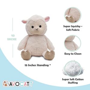 Avocatt Heatable Stuffed Sheep Plush - 10 Inches Unscented Microwavable Lamb Toy - Warmable Heating Pad - Warm and Hot Therapy for Cramps, Back, and Neck Pain Relief