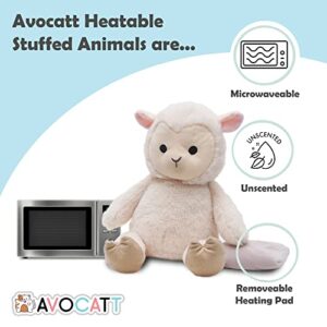 Avocatt Heatable Stuffed Sheep Plush - 10 Inches Unscented Microwavable Lamb Toy - Warmable Heating Pad - Warm and Hot Therapy for Cramps, Back, and Neck Pain Relief