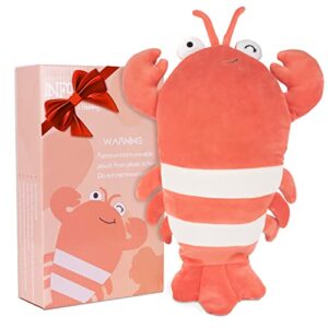 infowush heating pads for cramps, 15″ weighted stuffed animals lobster plush, menstruation microwavable heating pads with lavender scented