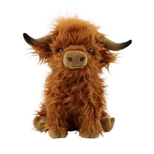 bulingna cute simulation shaggy cow plush toys 10inch cartoon highland yak stuffed animal toy soft bull doll for kids boys girls (brown , 10inches)