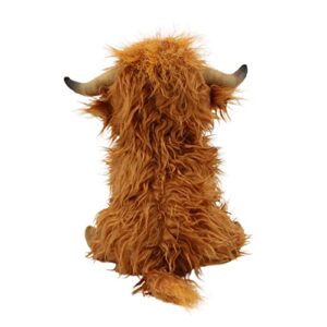 BULINGNA Cute Simulation Shaggy Cow Plush Toys 10inch Cartoon Highland Yak Stuffed Animal Toy Soft Bull Doll for Kids Boys Girls (Brown , 10INCHES)