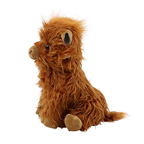 BULINGNA Cute Simulation Shaggy Cow Plush Toys 10inch Cartoon Highland Yak Stuffed Animal Toy Soft Bull Doll for Kids Boys Girls (Brown , 10INCHES)