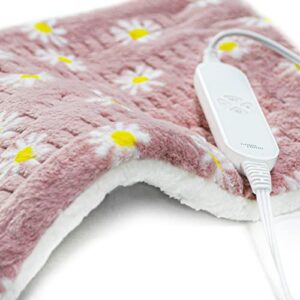 goqotomo flower heating pad for back pain relief- 12″ x 24″12 heat levels, 8 timers stay on, machine washable -f1224