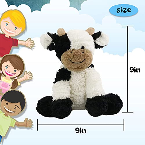 HooYiiok Cow Stuffed Animals Cute Adorable Soft Plush Cow Toy Great Birthday Gift for Kids 9 inches