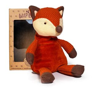 wild baby fox stuffed animal – heatable microwavable plush pal with aromatherapy lavender scent for kids – fox plush 12″