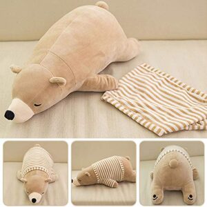 MMTTAO Stuffed Polar Bear Animal Plush Toy 20 Inch Large Brown Sleeping Bear Animal Stuff Soft Plushies Cute Dolls Collection Huggable Throw Pillow Cushion Gifts for Kids Children Boys Girls, 20Inches