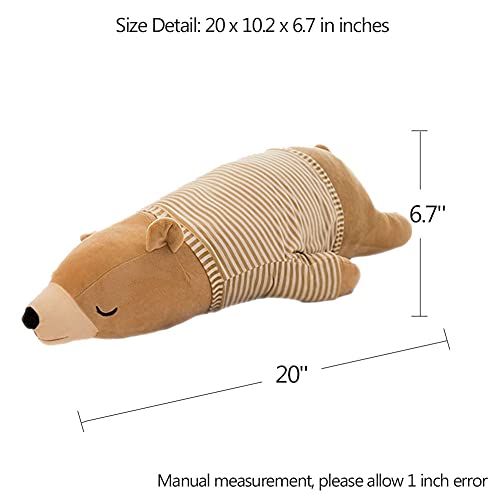 MMTTAO Stuffed Polar Bear Animal Plush Toy 20 Inch Large Brown Sleeping Bear Animal Stuff Soft Plushies Cute Dolls Collection Huggable Throw Pillow Cushion Gifts for Kids Children Boys Girls, 20Inches