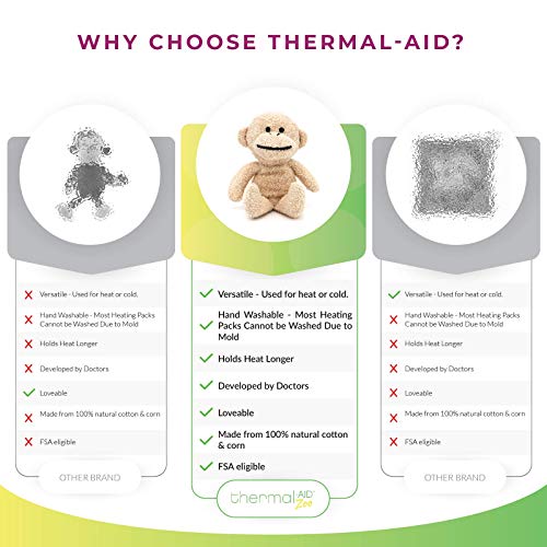 Thermal-Aid Zoo — Mini Jo Jo The Monkey — Kids Hot and Cold Pain Relief Boo Boo Tool — Heating Pad Microwavable Stuffed Animal and Cooling Pad — Easy Wash, Natural Sleep Aid