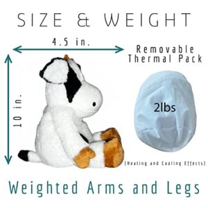 Pacific Comforts Weighted Plush Cow - Microwavable - Travel Friendly - Stuffed Weighted Animals - Great Gifts