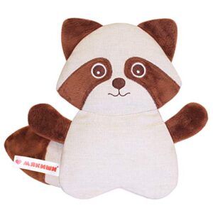 myakishi warmy, heatable toy with cherry seeds, microwavable soft toy raccoon