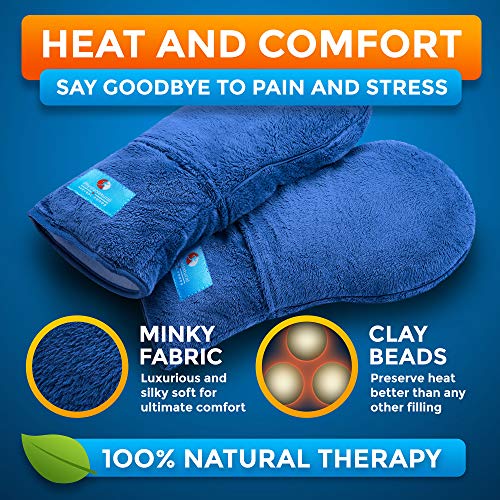 Microwavable Therapy Mittens with Flaxseed – Moist Heat Therapy Relief for Hands and Fingers in Cases of Stiff Joints, Trigger Finger, Inflammation, Raynaud's, Carpal Tunnel – Natural Unscented Gloves