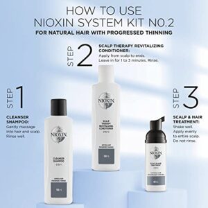 Nioxin System Kit 2, Strengthening & Thickening Hair Treatment, For Natural Hair with Progressed Thinning, Trial Size (1 Month Supply)