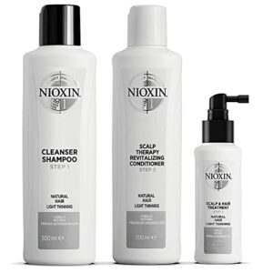 Nioxin System Kit 1, Natural Hair with Light Thinning, Full Size (3 Month Supply)