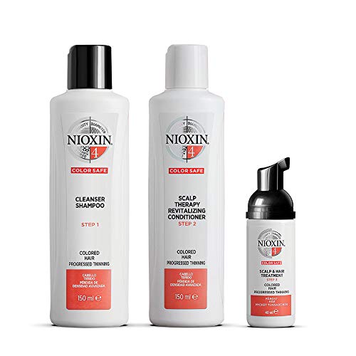 Nioxin System Kit 4, Strengthening & Thickening Hair Treatment, For Color Treated Hair with Progressed Thinning, Trial Size (1 Month Supply)