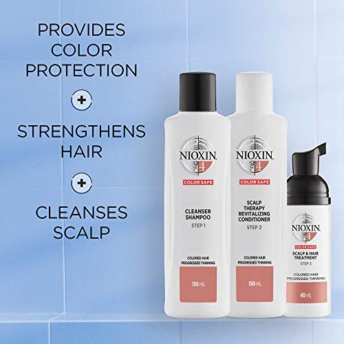 Nioxin System Kit 4, Strengthening & Thickening Hair Treatment, For Color Treated Hair with Progressed Thinning, Trial Size (1 Month Supply)