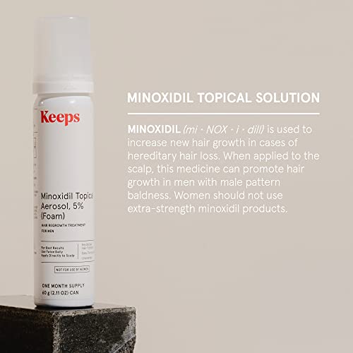 Keeps Minoxidil for Men Topical Hair Loss Aerosol Minoxidil Foam 5%, Hair Growth Treatment - Slows Hair Loss & Promotes Hair Regrowth - 3 Month Supply (3 x 2.11oz Bottles) - For Thicker, Longer Hair