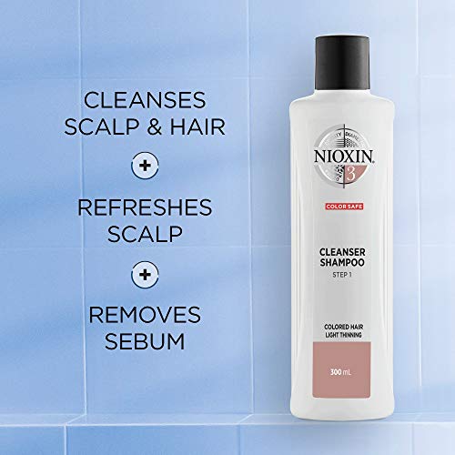 Nioxin System 3 Cleanser Shampoo, Color Treated Hair with Light Thinning, 33.8 Fl oz (Pack of 1)
