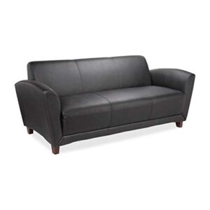 lorell leather reception sofa, 44″ height x 31″ width x 44″ length, black