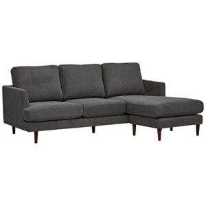 amazon brand – rivet goodwin modern reversible sectional sofa couch, 88.6″w, charcoal grey