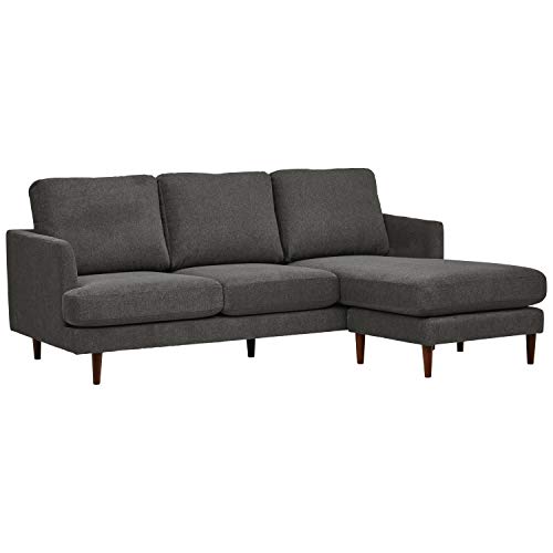 Amazon Brand – Rivet Goodwin Modern Reversible Sectional Sofa Couch, 88.6"W, Charcoal Grey