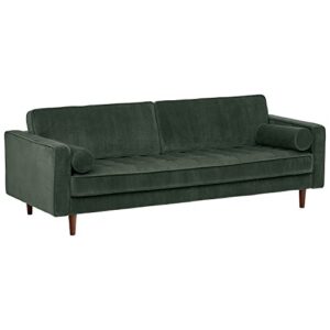 amazon brand – rivet aiden mid-century modern tufted velvet sofa couch (86.6″w) – hunter green