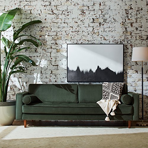 Amazon Brand – Rivet Aiden Mid-Century Modern Tufted Velvet Sofa Couch (86.6"W) - Hunter Green
