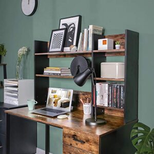 VASAGLE ALINRU Computer Desk with Bookshelf, Office Desk with Cabinet, Drawer, Study and Adjustable Shelves, Steel, Industrial, 47.2 x 23.6 x 60.3 Inches, Rustic Brown and Black ULWD65X