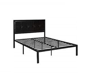 zinus cherie faux leather classic platform bed frame with steel support slats, full